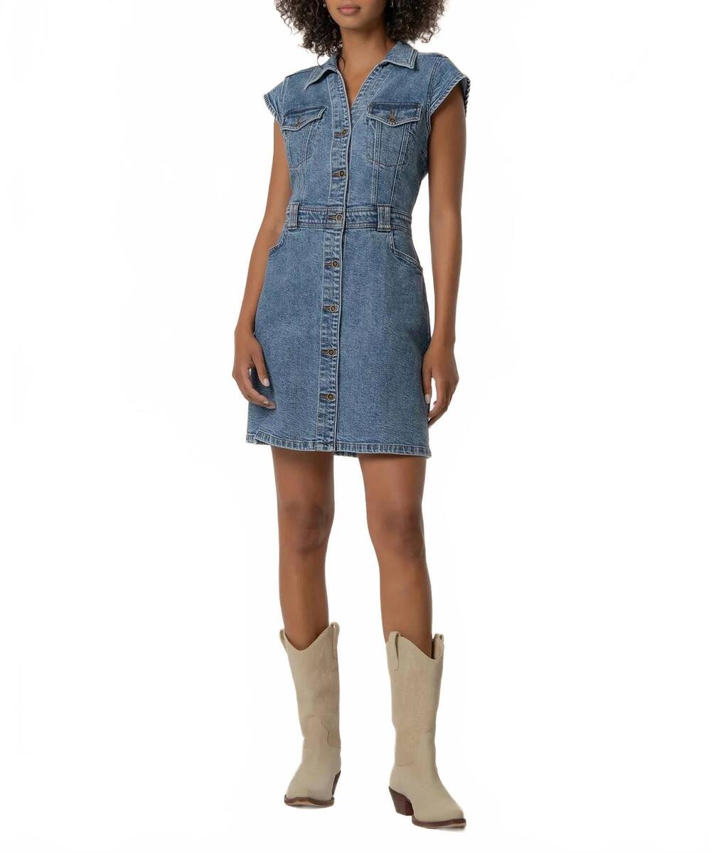 NEW KUT FROM THE KLOTH ruth denim mini dress in smiling wash